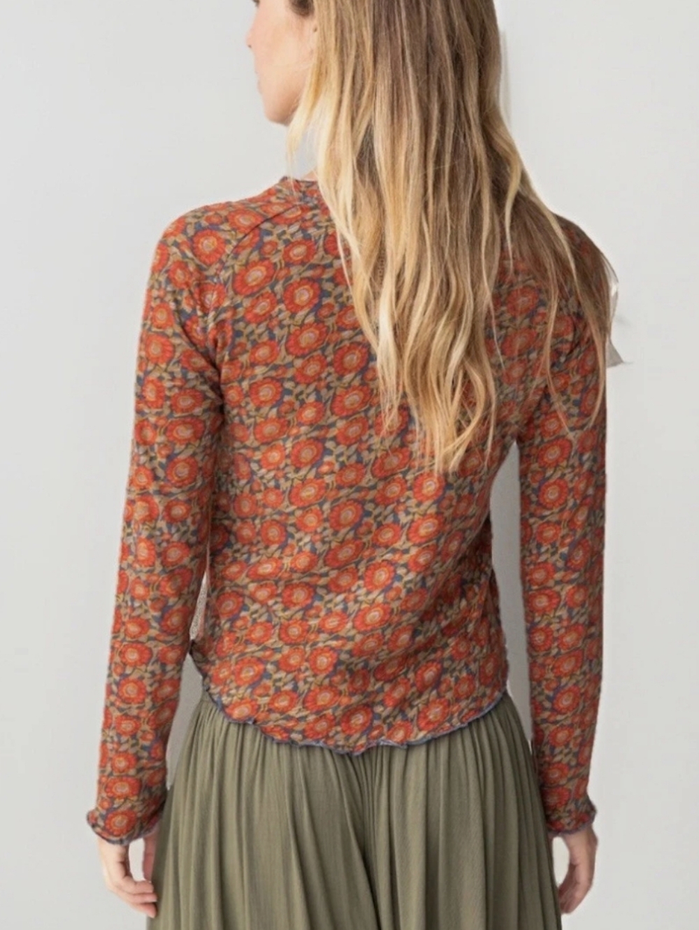 Natural Life Lily Floral Raglan Long Sleeve Cotton Top Cottage Boho M - Picture 3 of 9